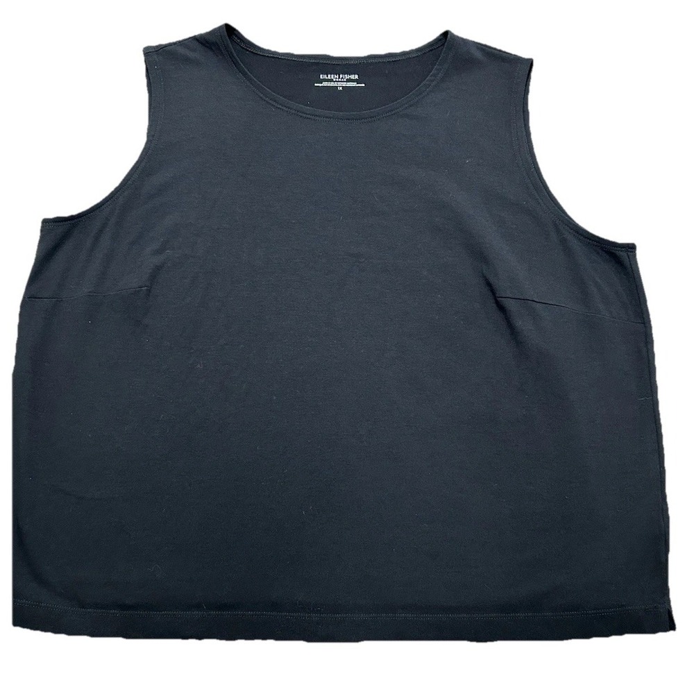 EILEEN FISHER Women's 1x Black Organic Cotton Tank Top Shirt